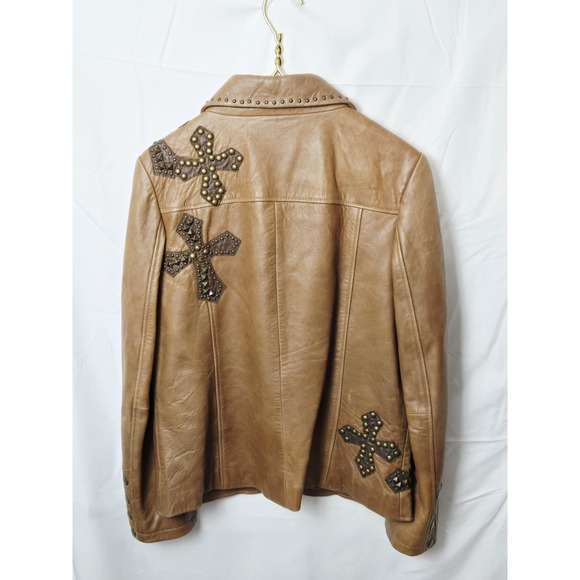 Reba Leather Jacket Blazer Studded Brown Women's size Large Western - Picture 4 of 4